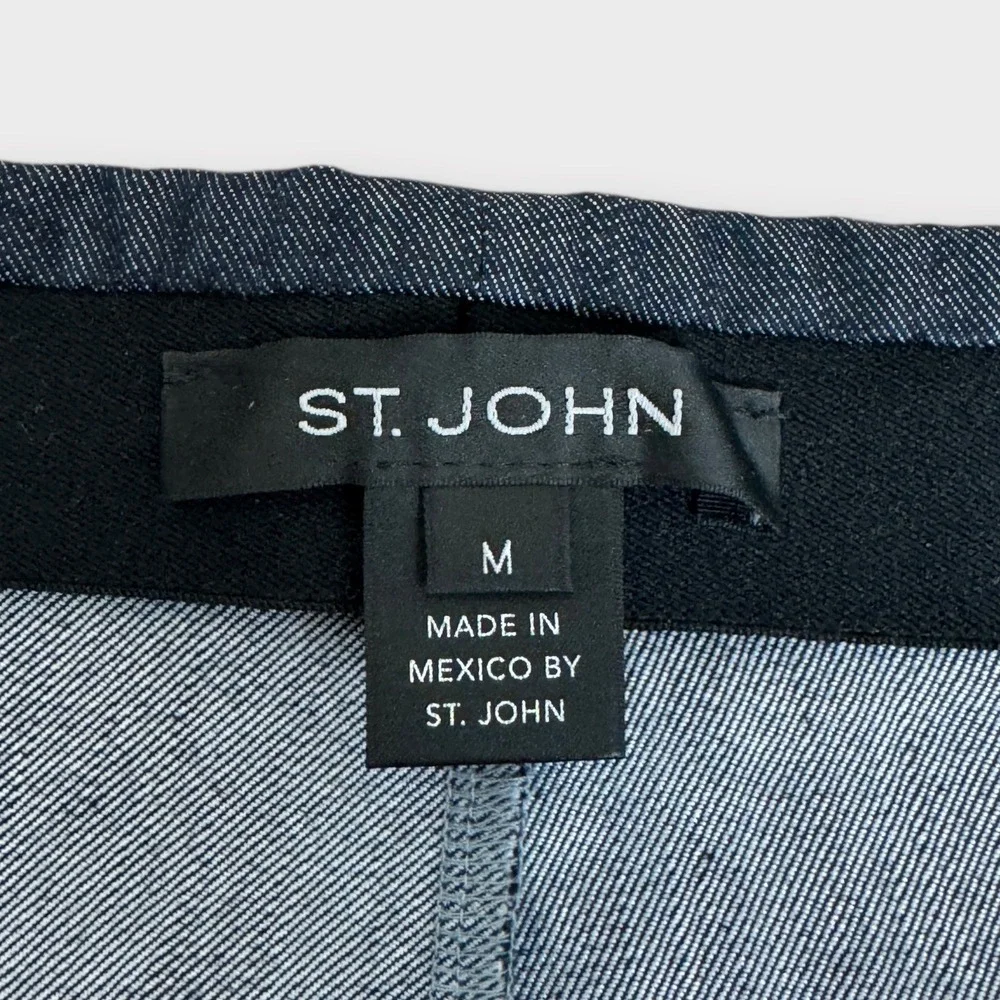 ST. JOHN Women's‎ Blue Chambray Pull On Knit Pants Size Medium 32x27 Lightweight